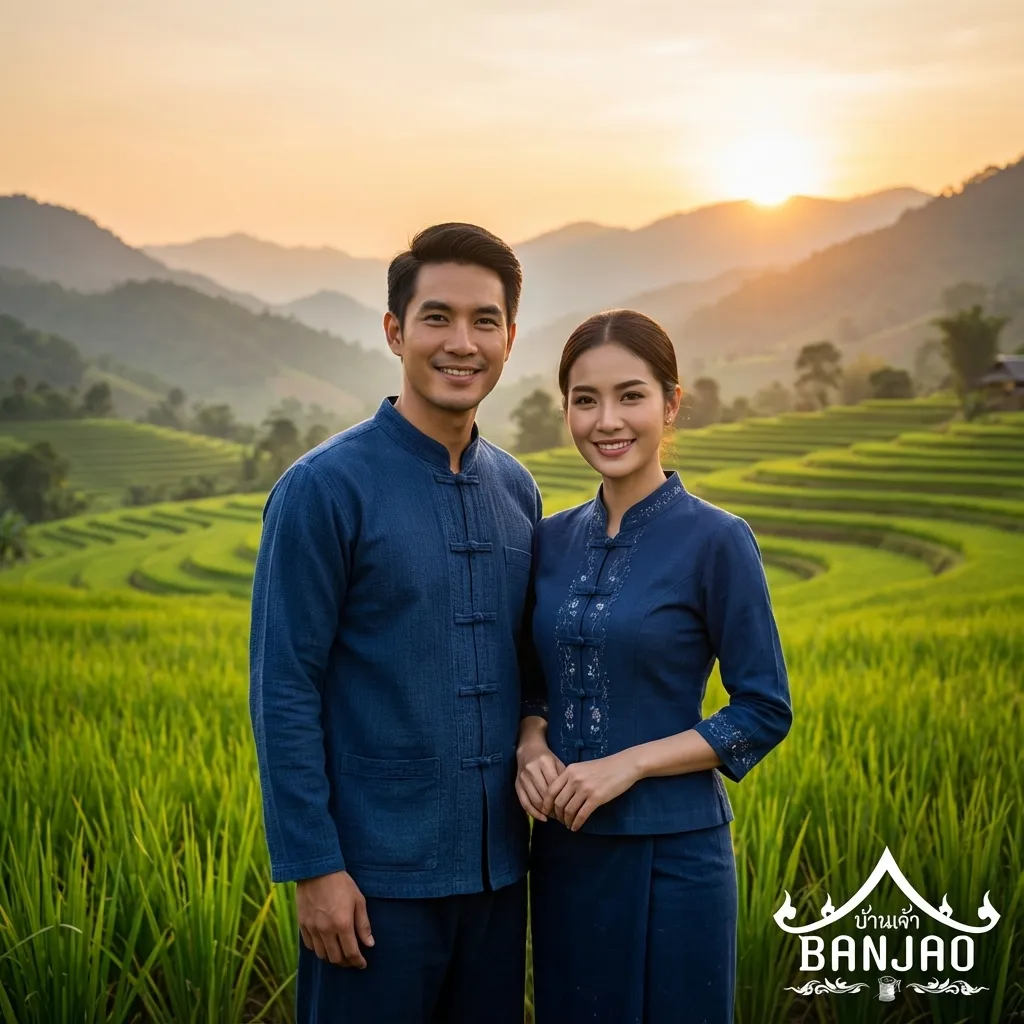 คู่รักใส่ชุดม่อฮ่อมภาคเหนือ